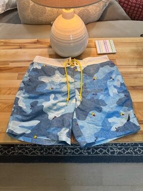 Nautica Blue Camo Hybrid Shorts with Yellow Drawstring Lines